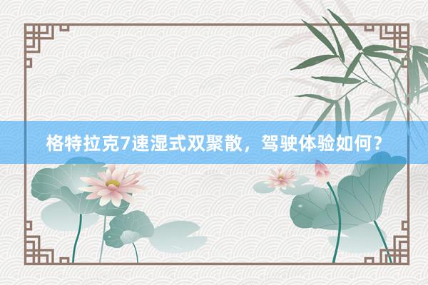 格特拉克7速湿式双聚散，驾驶体验如何？